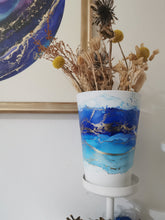 Load image into Gallery viewer, Vibrant blue &amp; gold seascape vase
