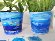 Load image into Gallery viewer, Short Blue &amp; Gold Seascape Planter
