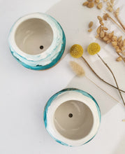 Load image into Gallery viewer, Teal &amp; gold small planters/candle holders
