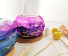 Load image into Gallery viewer, Pink, purple &amp; gold small planters/candle holders
